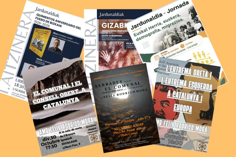 Lee más sobre el artículo Próximos actos y charlas de Félix Rodrigo Mora en Cataluña y Euskal Herria